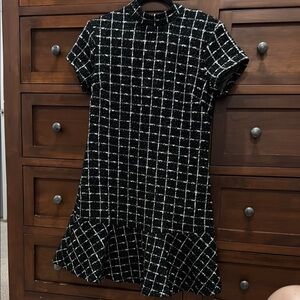 Mango Black and White Buttoned Sheath Dress